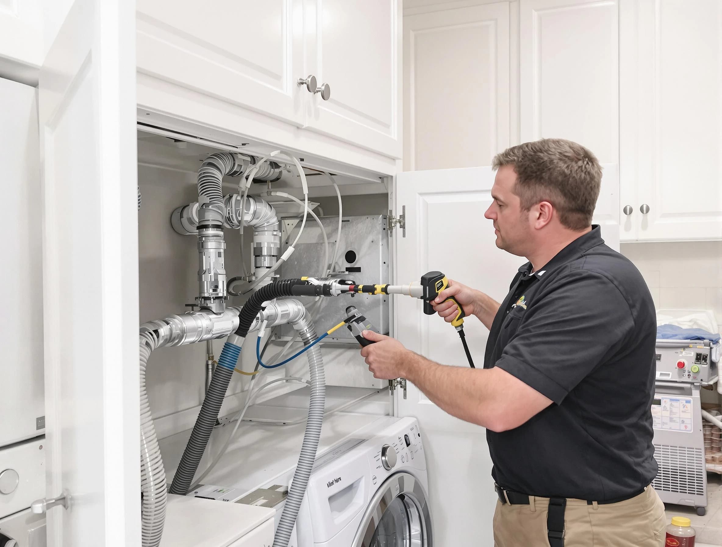 Woodlake Dryer Vent Cleaning professional removing severe blockage from a clogged dryer vent in Woodlake