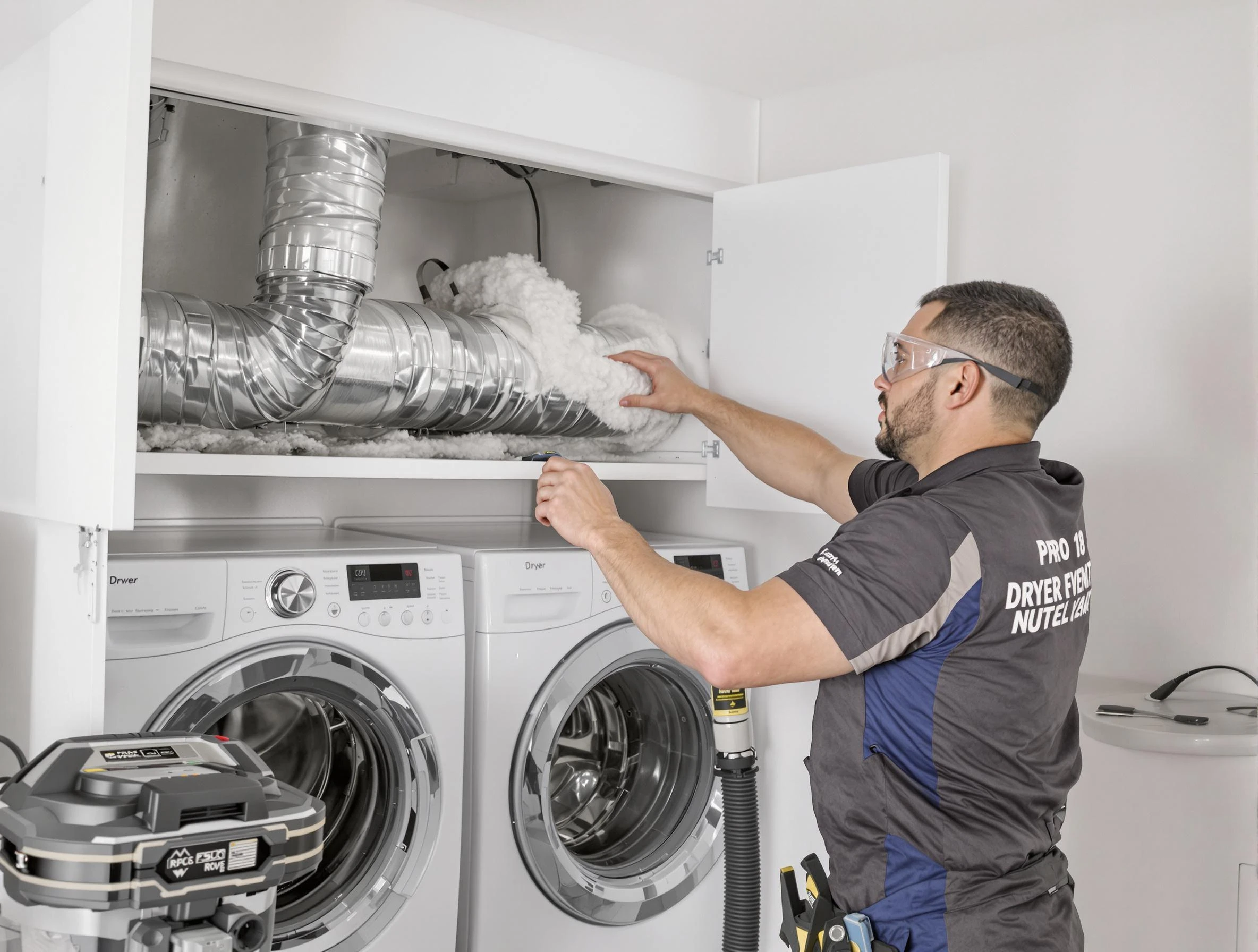 Woodlake Dryer Vent Cleaning certified technician performing specialized gas dryer vent cleaning in Woodlake