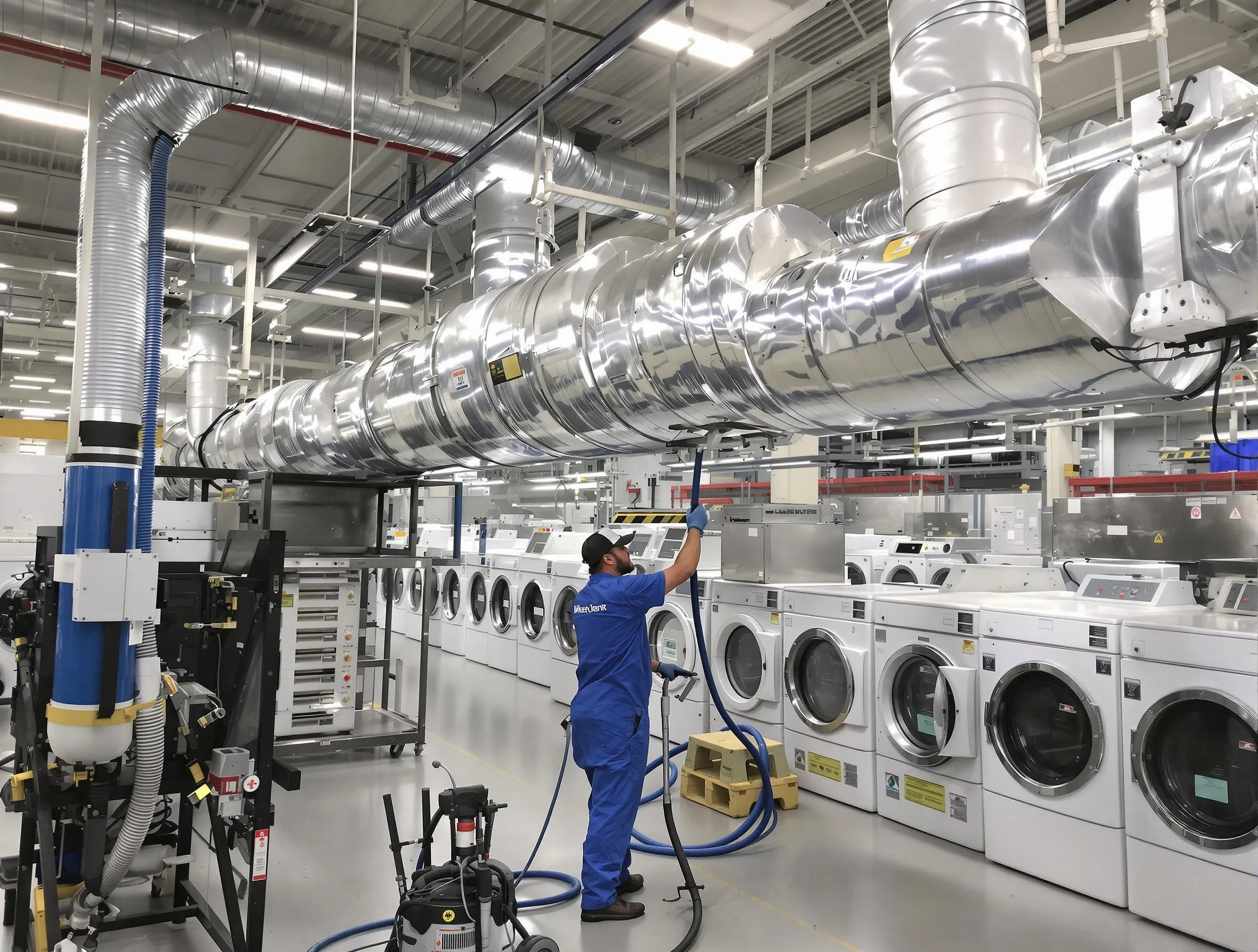 Woodlake Dryer Vent Cleaning team performing heavy-duty industrial dryer vent cleaning in Woodlake