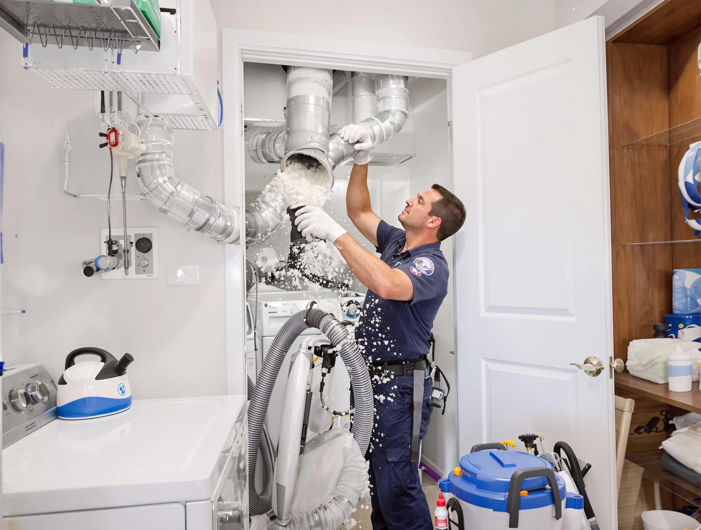 Woodlake Dryer Vent Cleaning technician delivering thorough residential dryer vent cleaning service in Woodlake